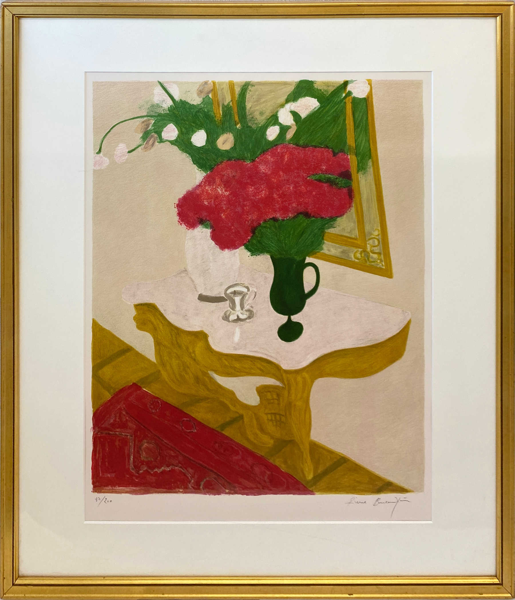 コンソールテーブルの花束